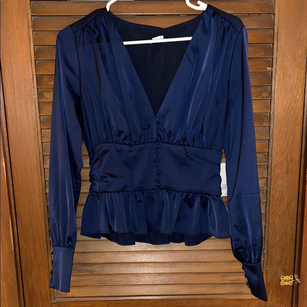 Jason Wu Deep Blue V-Neck Blouse